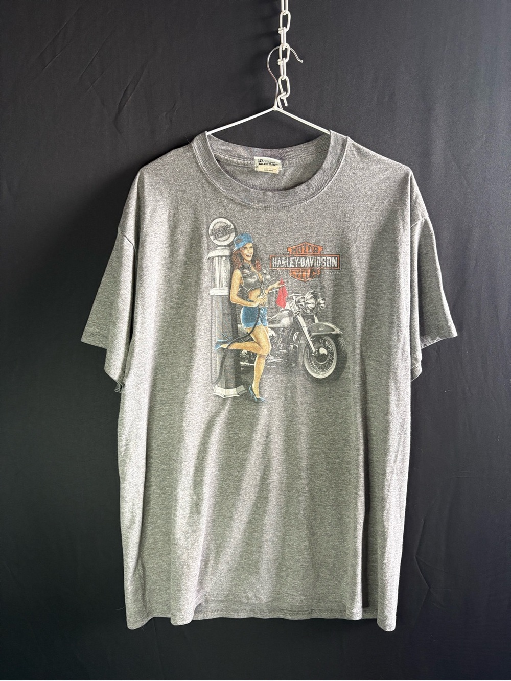 00s Vintage Harley Davidson Jamestown NY Pin Up Biker T-Shirt